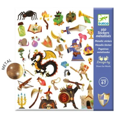 Stickers Metalizados Fantasía Medieval 160 Unidades - Djeco
