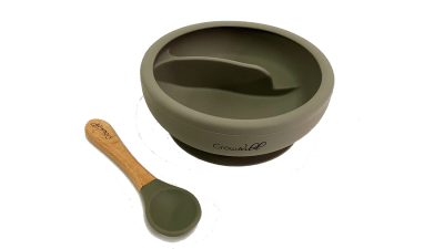 Plato con División más Cuchara Oliva - Grow Wild
