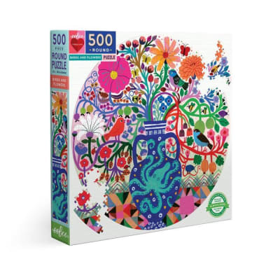 Puzzle Redondo 500 Piezas Pájaros Y Flores - Eeboo