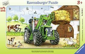 Puzzle Enmarcado Tractor en la Granja 15 Piezas - Ravensburger 1