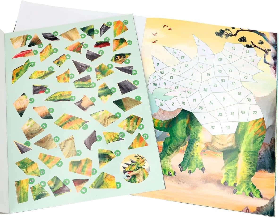 Cuaderno de Sticker por números Dinosaurios - Depesche3