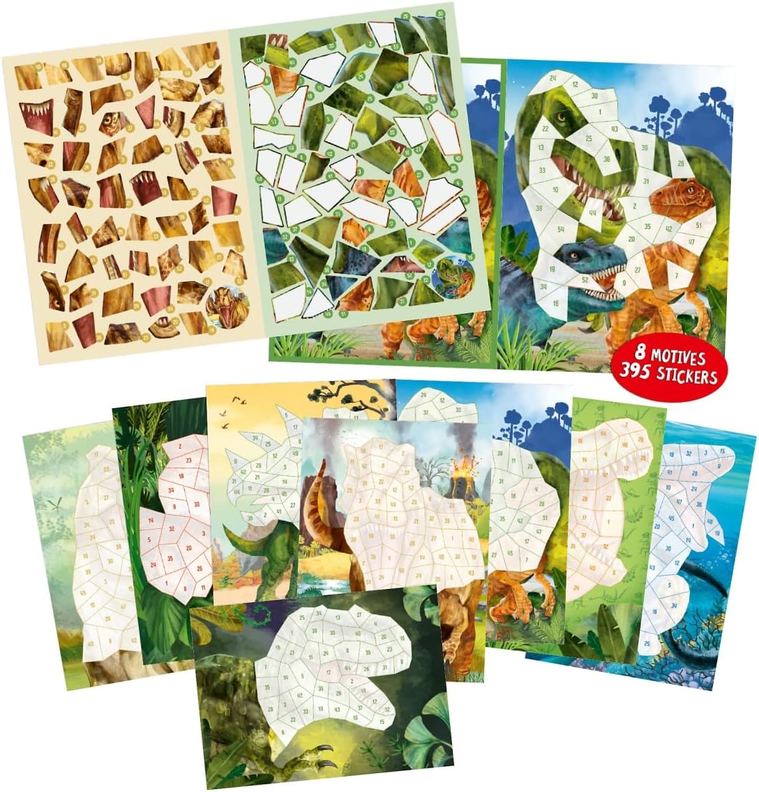 Cuaderno de Sticker por números Dinosaurios - Depesche4