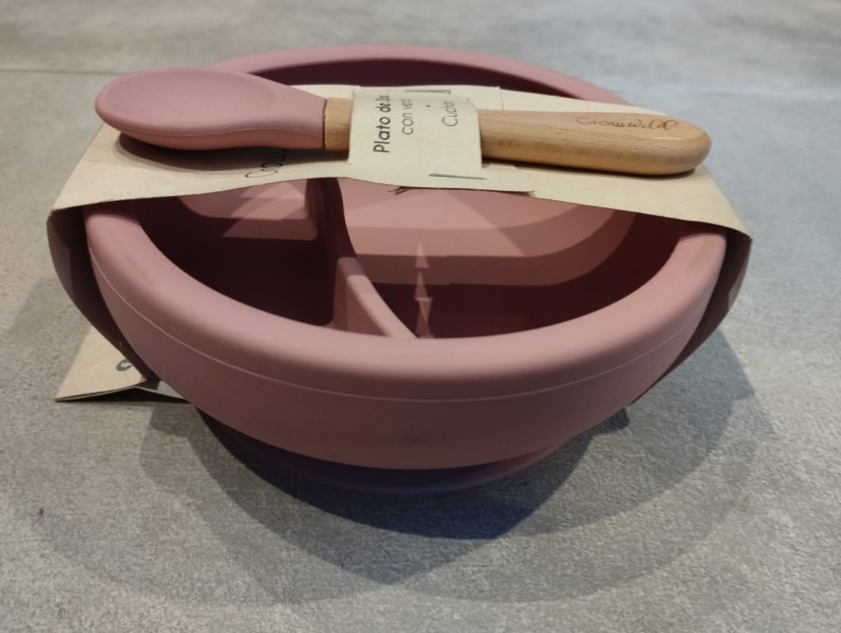 Plato con División más Cuchara Rosa - Grow Wild1
