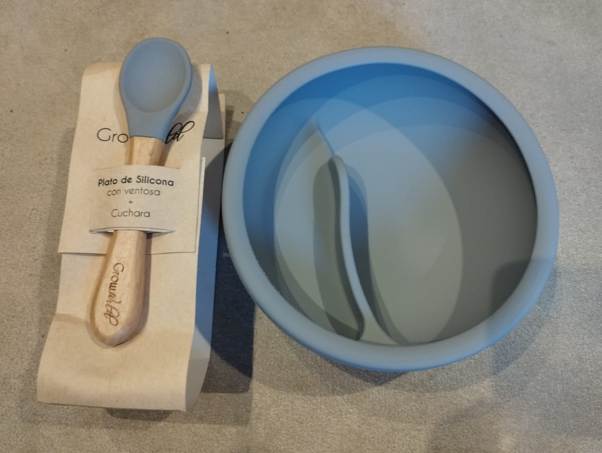 Plato con División más Cuchara Grey - Grow Wild1