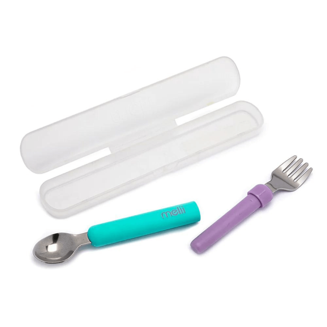 Set Cuchara y Tenedor con Estuche Rosa - Melii1