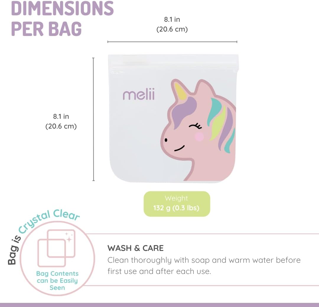 Bolsas para Snacks Reutilizables Gato Unicornio Pack x 4 - Melii2