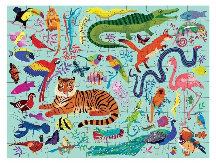 Puzzle Doble Mundo Animal 100 Piezas - Mudpuppy1