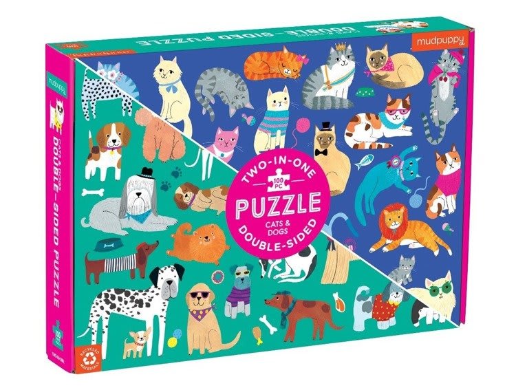 Puzzle Doble Perros y Gatos 100 Piezas - Mudpuppy 3