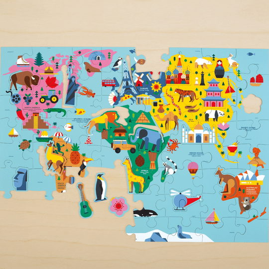 Puzzle Mapa del  Mundo 78 Piezas - Mudpuppy3