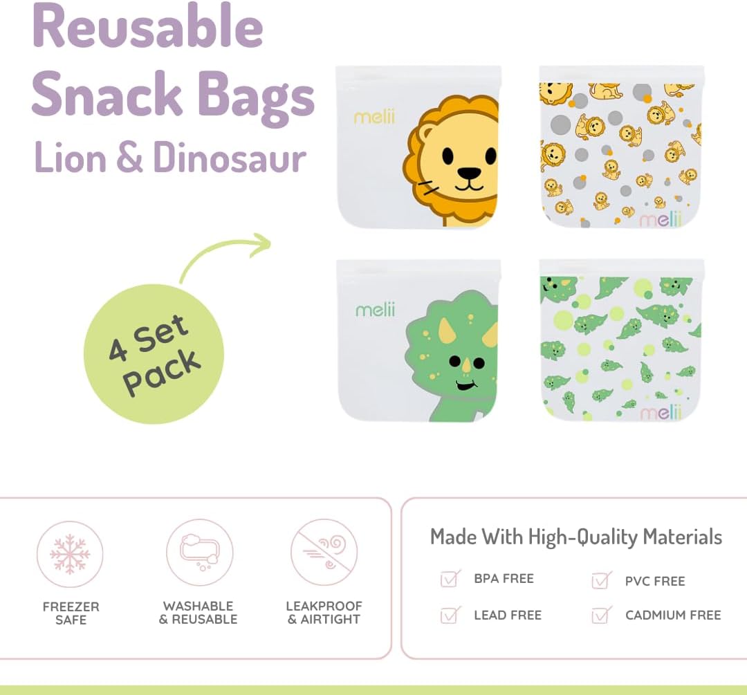 Bolsas para Snacks Reutilizables Dino León Pack x 4 - Melii2