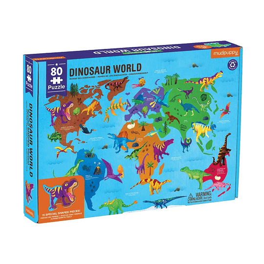 Puzzle Geografía Dinosaurio 80 Piezas - Mudpuppy 5