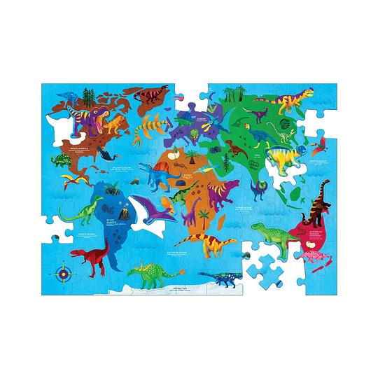 Puzzle Geografía Dinosaurio 80 Piezas - Mudpuppy1