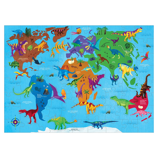 Puzzle Geografía Dinosaurio 80 Piezas - Mudpuppy2