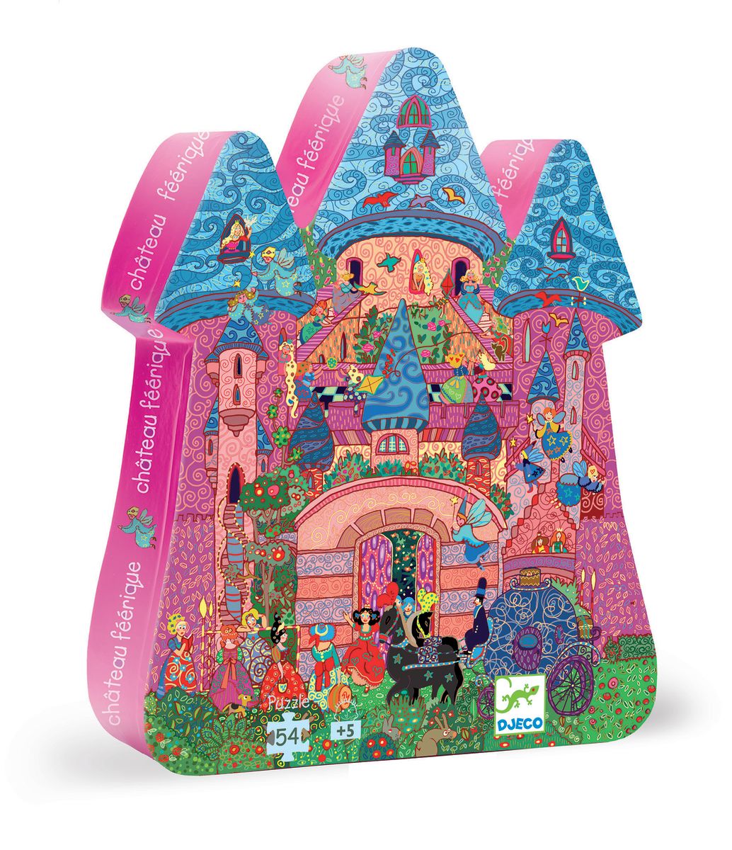 Puzzle Silueta Castillo Rosa 54 Piezas - Djeco3