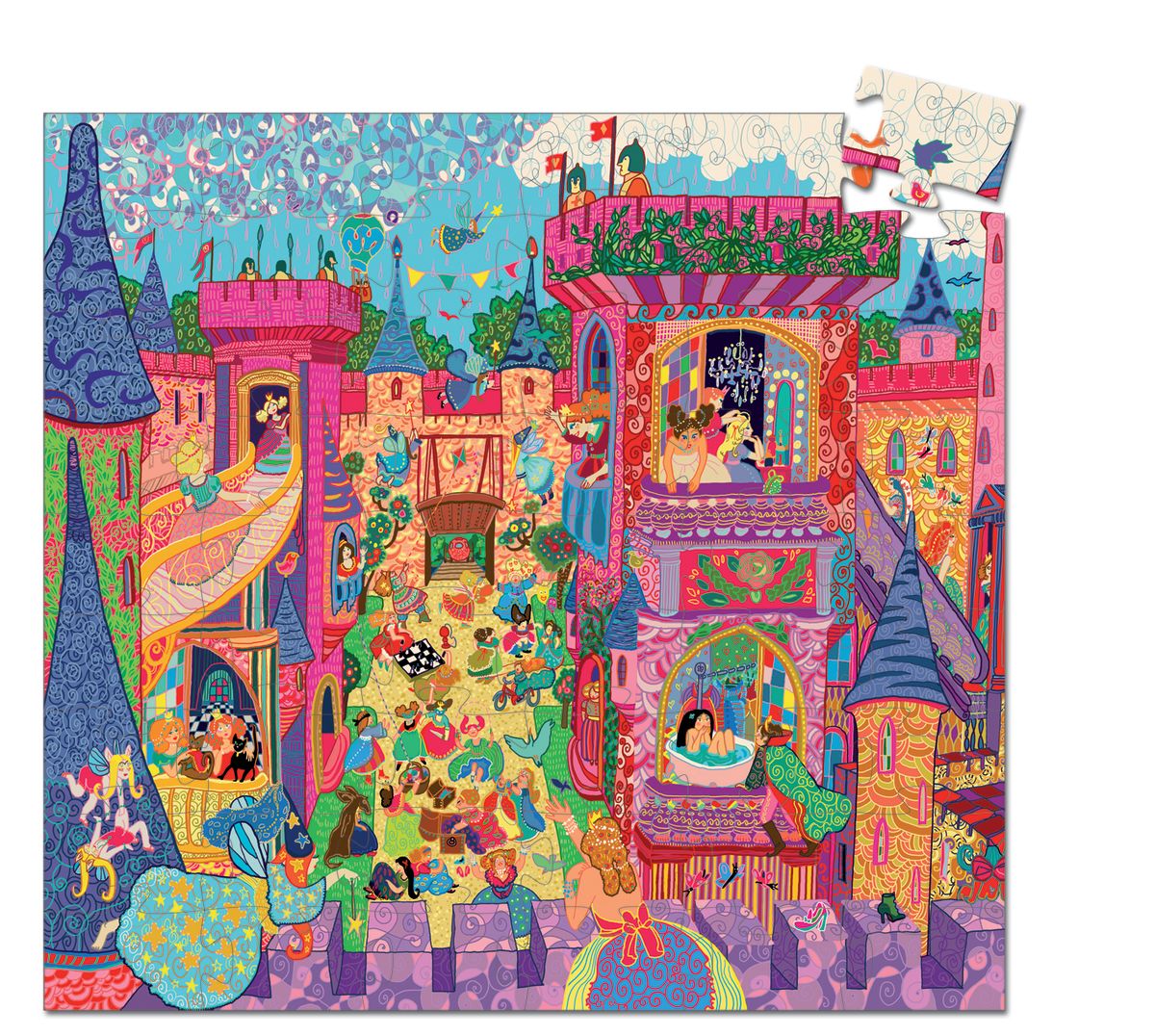 Puzzle Silueta Castillo Rosa 54 Piezas - Djeco 1
