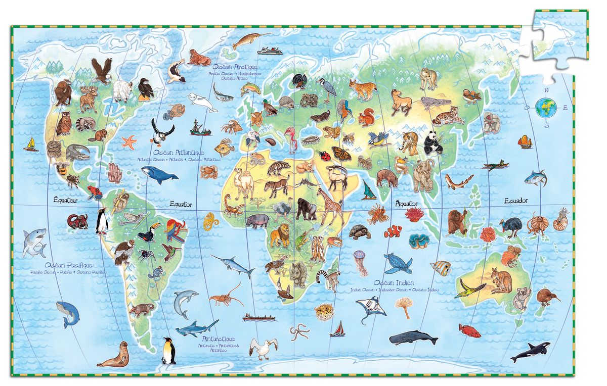 Puzzle Observación El Mundo y Los Animales 100 Piezas - Djeco1
