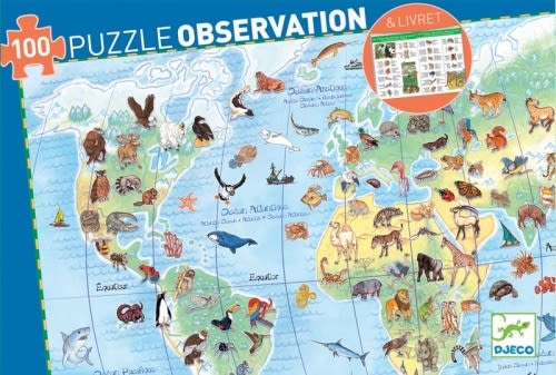 Puzzle Observación El Mundo y Los Animales 100 Piezas - Djeco 2