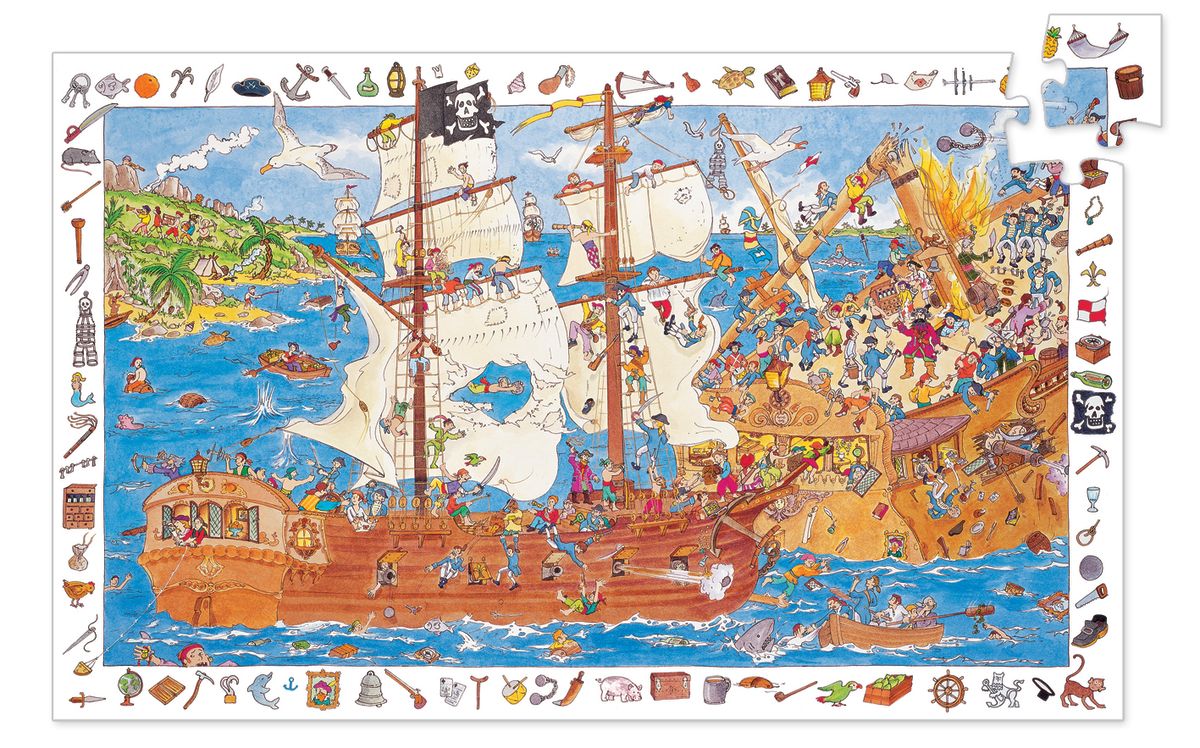 Puzzle Observación Piratas 100 Piezas - Djeco1