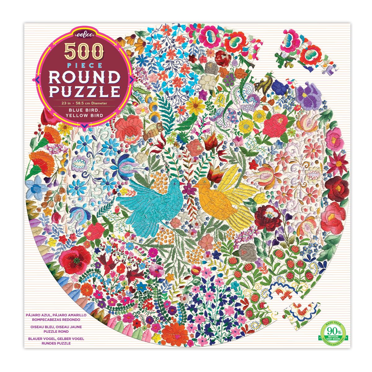 Puzzle Redondo 500 Piezas Pájaros - Eeboo 1