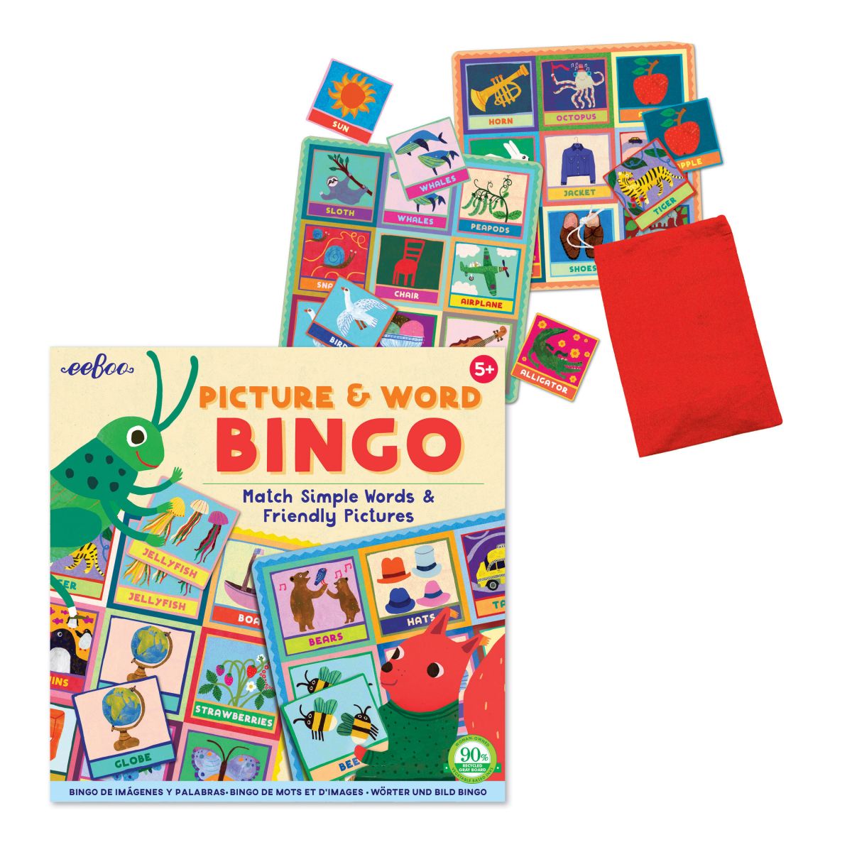 Juego Bingo Figuras y Palabras - Eeboo2 Juego Bingo Figuras y Palabras - Eeboo2