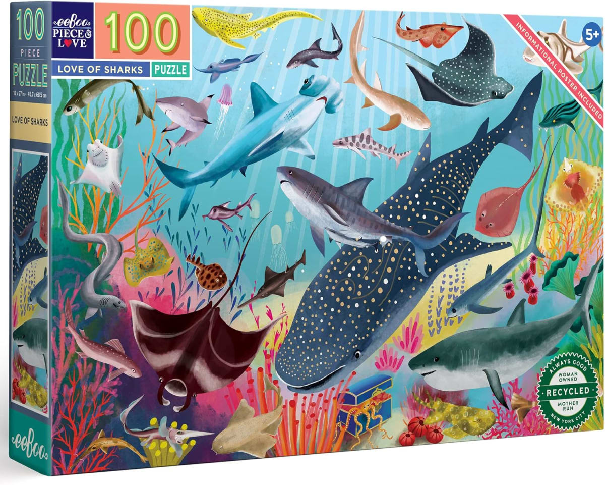 Puzzle 100 Piezas Tiburones - Eeboo 1