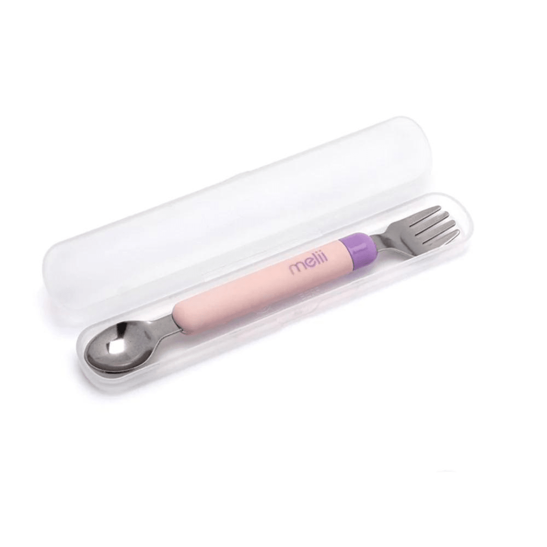 Set Cuchara y Tenedor con Estuche Rosa - Melii 2