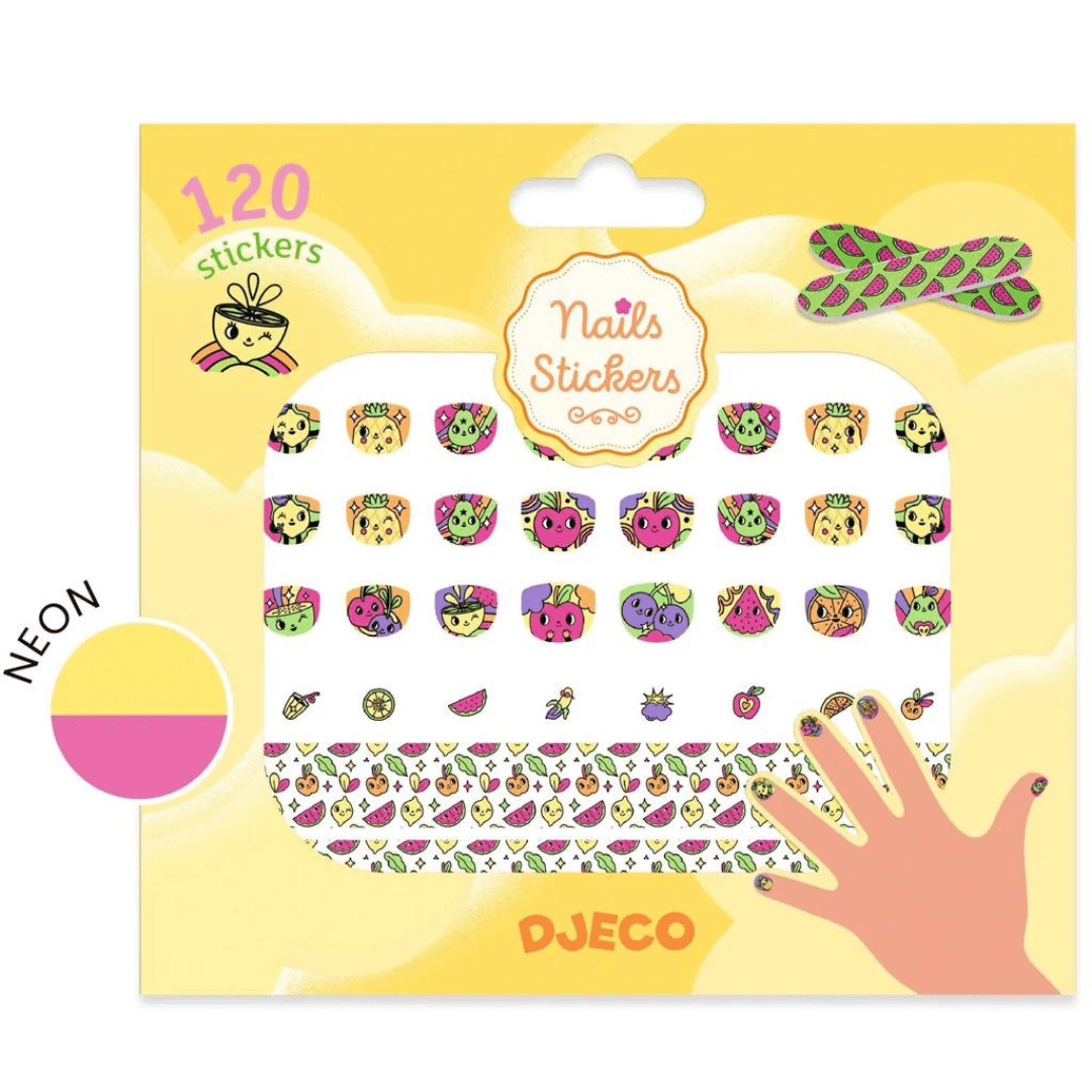 Uñas Stickers Frutas Neon - Djeco 2
