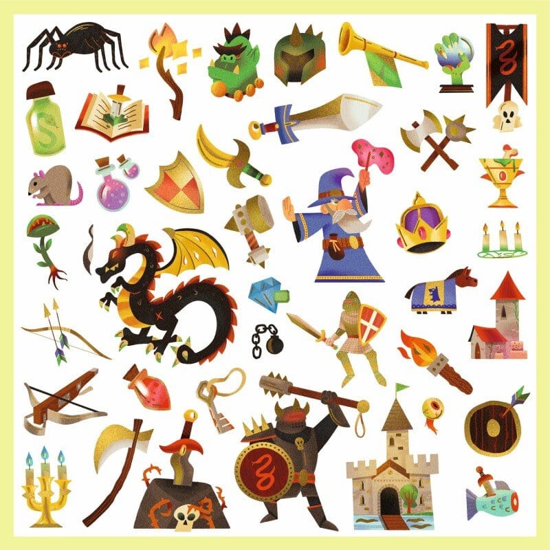 Stickers Metalizados Fantasía Medieval 160 Unidades - Djeco2