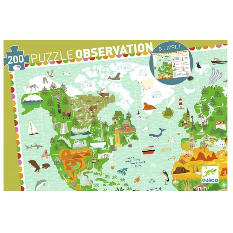 Puzzle Observación Mapamundi 200 Piezas - Djeco 2