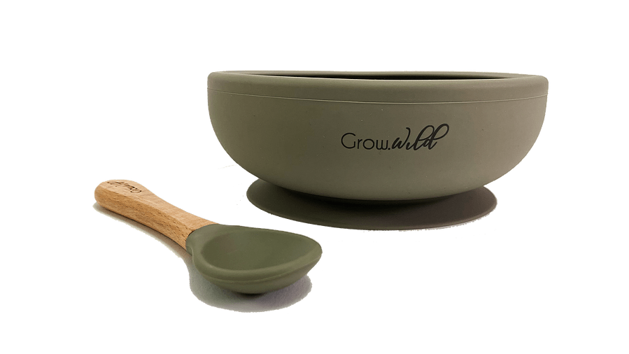 Plato con División más Cuchara Oliva - Grow Wild1