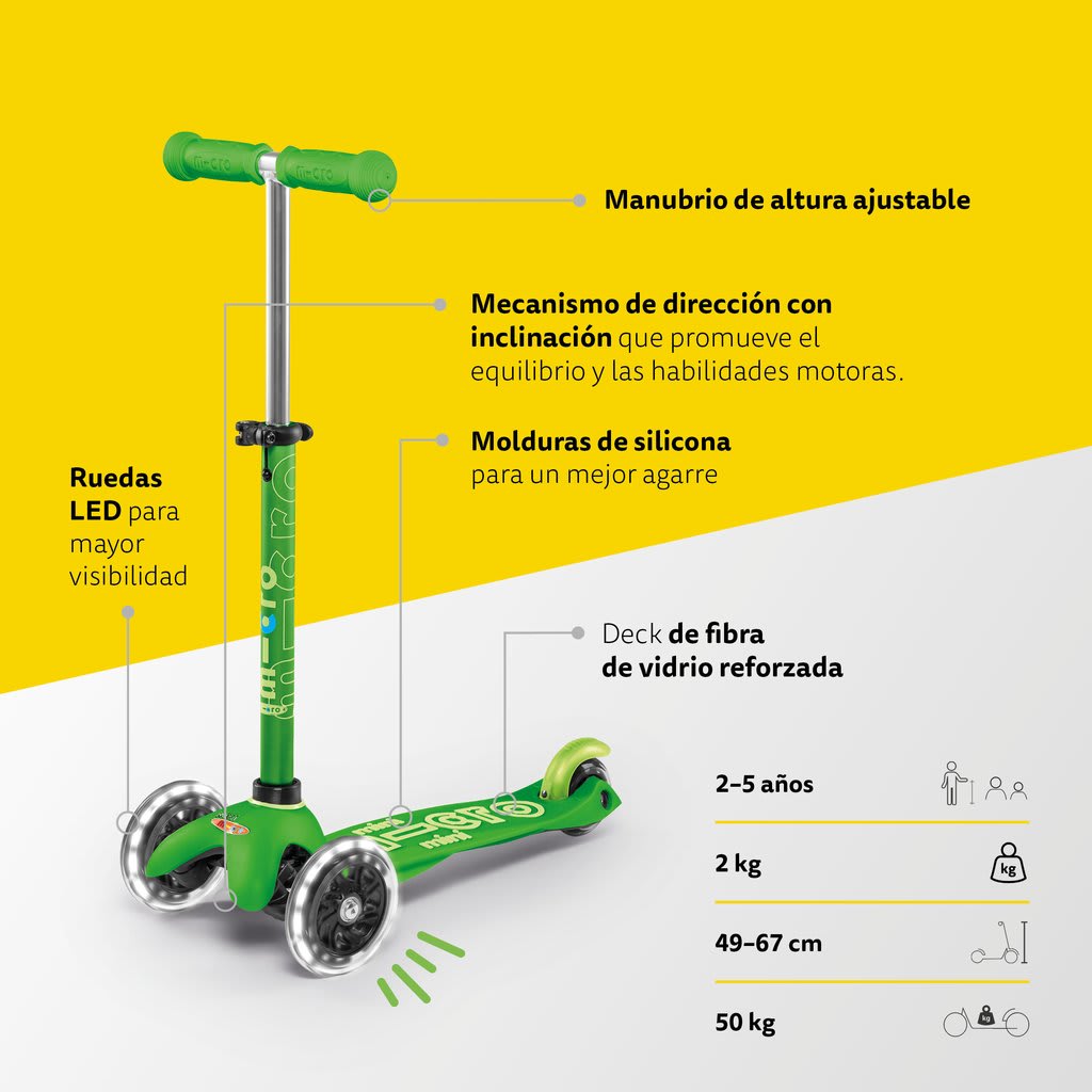 Scooter Infantil Mini Deluxe Led Rojo - Micro4