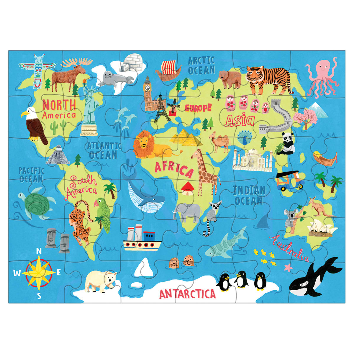 Puzzle en Bolso Mapa Mundi 36 Piezas - Mudpuppy1