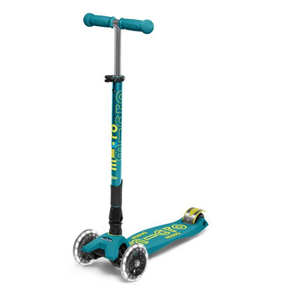 Scooter Plegable Maxi Deluxe Led Verde petróleo - Micro1