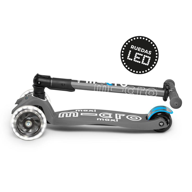 Scooter Plegable Maxi Deluxe Led Gris Volcano - Micro 4