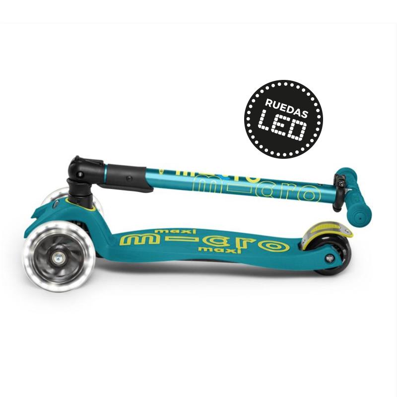 Scooter Plegable Maxi Deluxe Led Verde petróleo - Micro 4