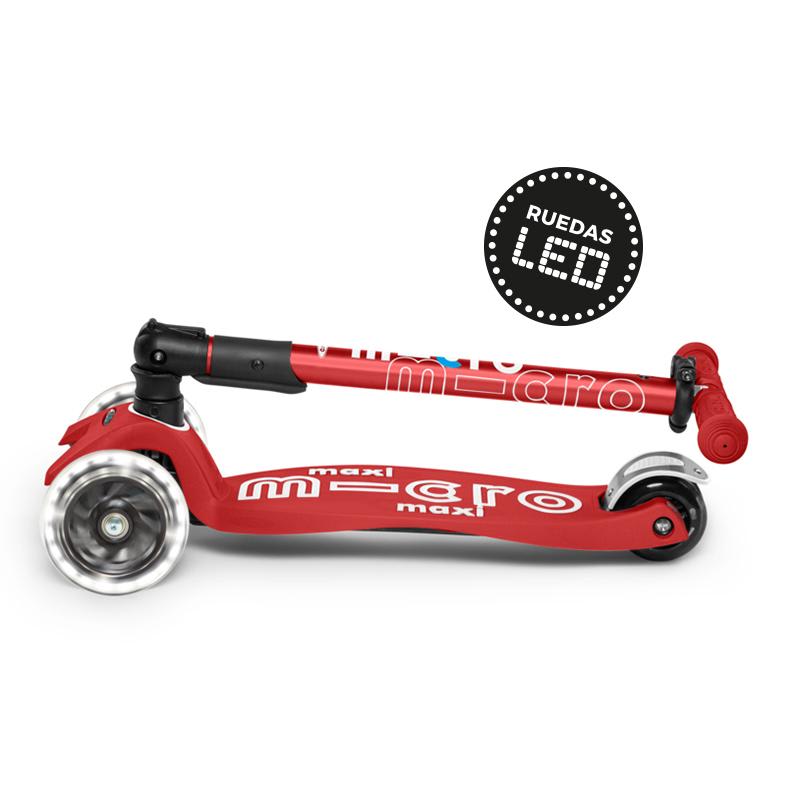 Scooter Plegable Maxi Deluxe Led Rojo - Micro 4