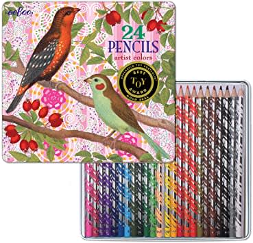 Caja Metal de 24 Lápices Pájaros - Eeboo 2