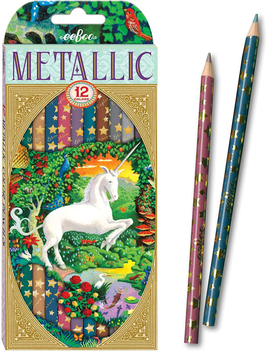 Caja 12 Lápices Metálicos Unicornio - Eeboo 1