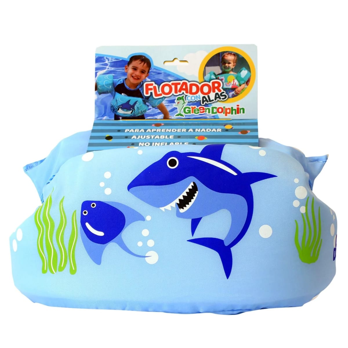 Flotador con Alitas tiburón Celeste - Green Dolphin 2