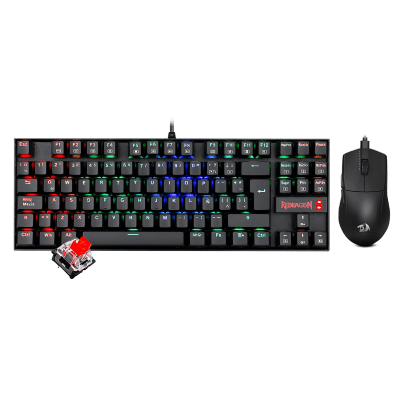 Combo Redragon S145-SP Teclado KUMARA RGB Spanish Red Switch + Mouse M724 BLACK