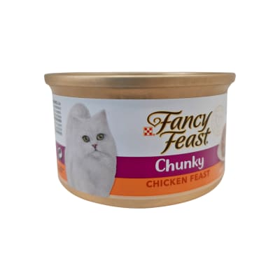 Fancy Feast, lata de comida de gatos terrine con pollo, Chunky chicken feast 85g