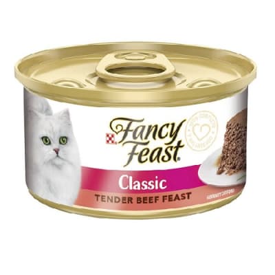 Fancy Feast, lata de comida de gatos mousse de carne, Tender beef feast 85g