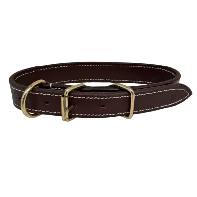 Correa cuello Casual Canine Flat Leather Collar Brown - Cuero café
