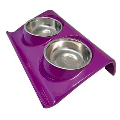 Plato doble desmontable perro mediano morado