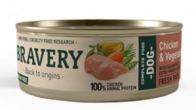 Bravery comida humeda perro sabor pollo y vegetales