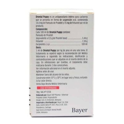 Antiparasitario Drontal Puppy gotas para Cachorros 20 ml.