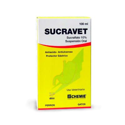 Sucravet Antiácido, antiulceroso y protector gástrico en suspensión oral para perros y gatos 100ml