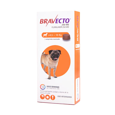 Bravecto 4,5 - 10 kg 250mg Garrapatas y pulgas (Furalaner)