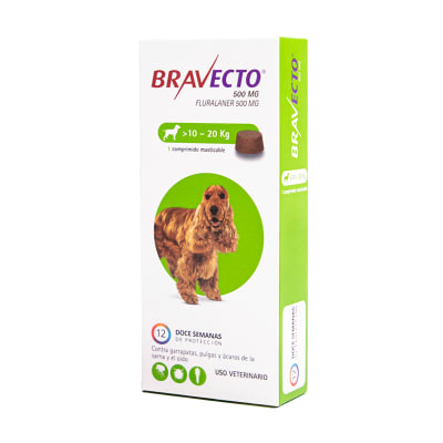 Bravecto 10 - 20 kg 500mg Garrapatas y pulgas (Furalaner)