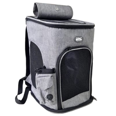 Mochila Pet Carrier Gris para gatos y perros pequeños de hasta 7 kg.